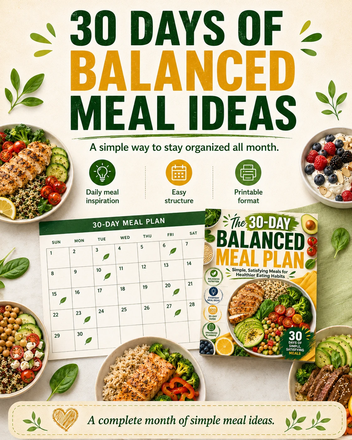 Thirty days of meal ideas