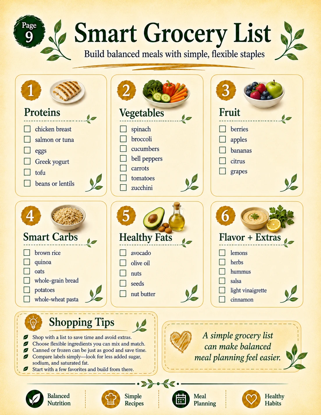 Smart grocery list page